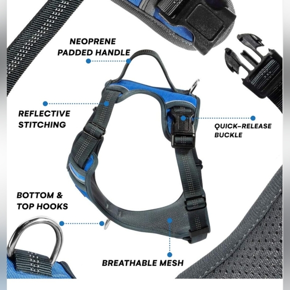 Dog Harness  Neck 11-18", Chest 14-27"  Strong, Durable & Lightweight, Brand New - Picture 3 of 7